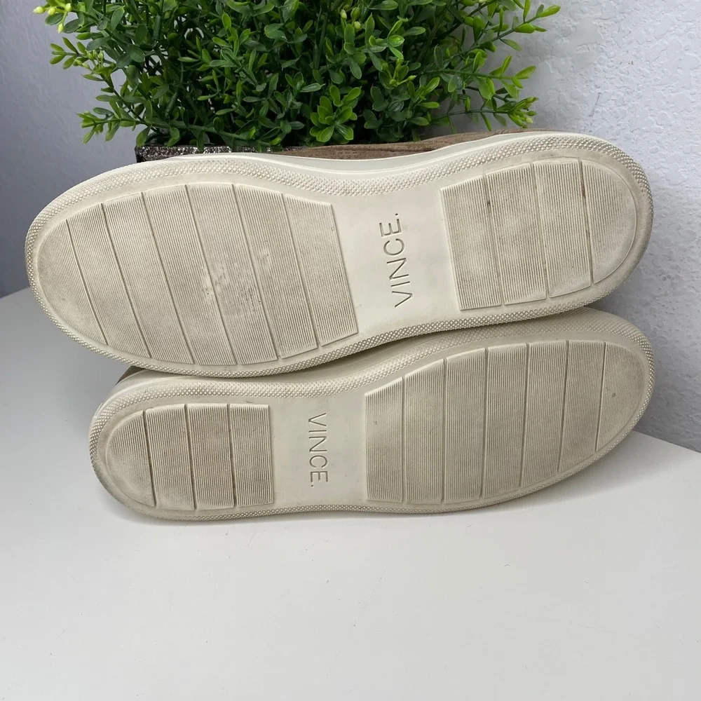 Vince Mens Ace Suede Perforated‎ Slip On Sneakers Tan Size 8 US/41 EU